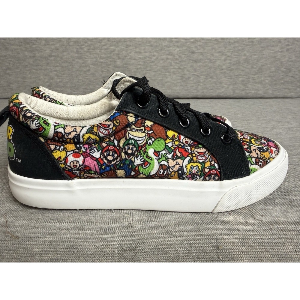 Super Mario Bros Sneakers Canvas Shoes Size 4 Boys Ground Up 2022 Multicolor Blk - Picture 7 of 10